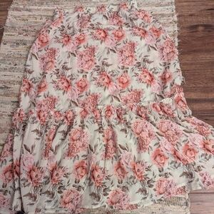 Floral print midi skirt with ruffles